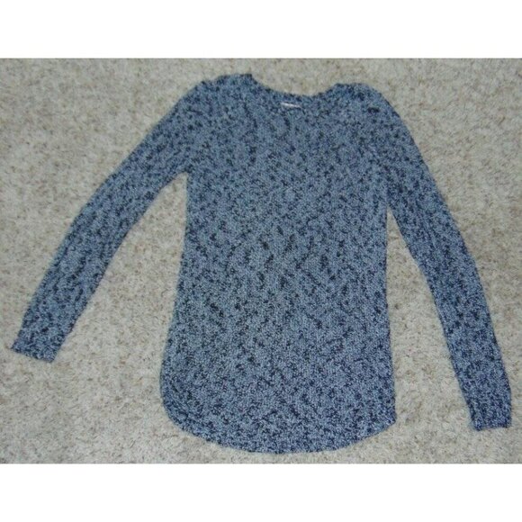 Womens Crochet Sweater Large Black White Marled Knit Long Sleeve Jr. Girls - Picture 1 of 4